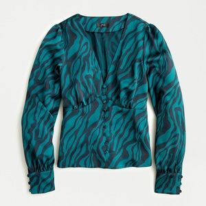 J.Crew Animal Print Green and Black Blouse